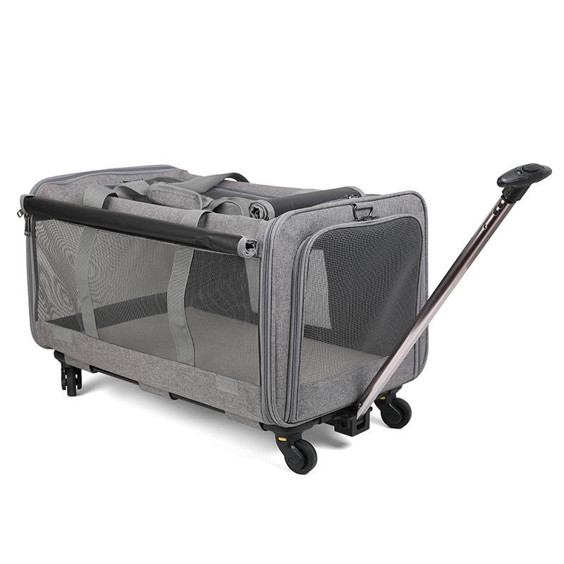 Portable Cat Trolley with Detachable Wheels – Breathable, Foldable, and Spacious Pet Carrier