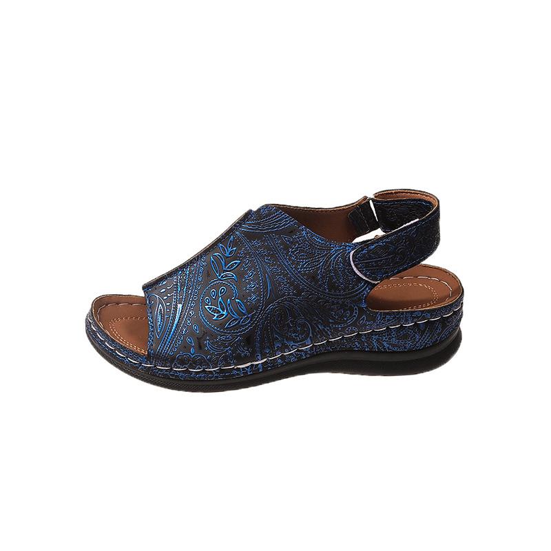 Plus Size 43 Platform Wedge Open Toe Sandals Women's 2025 New Rear Velcro Roman Fish Mouth Sandals