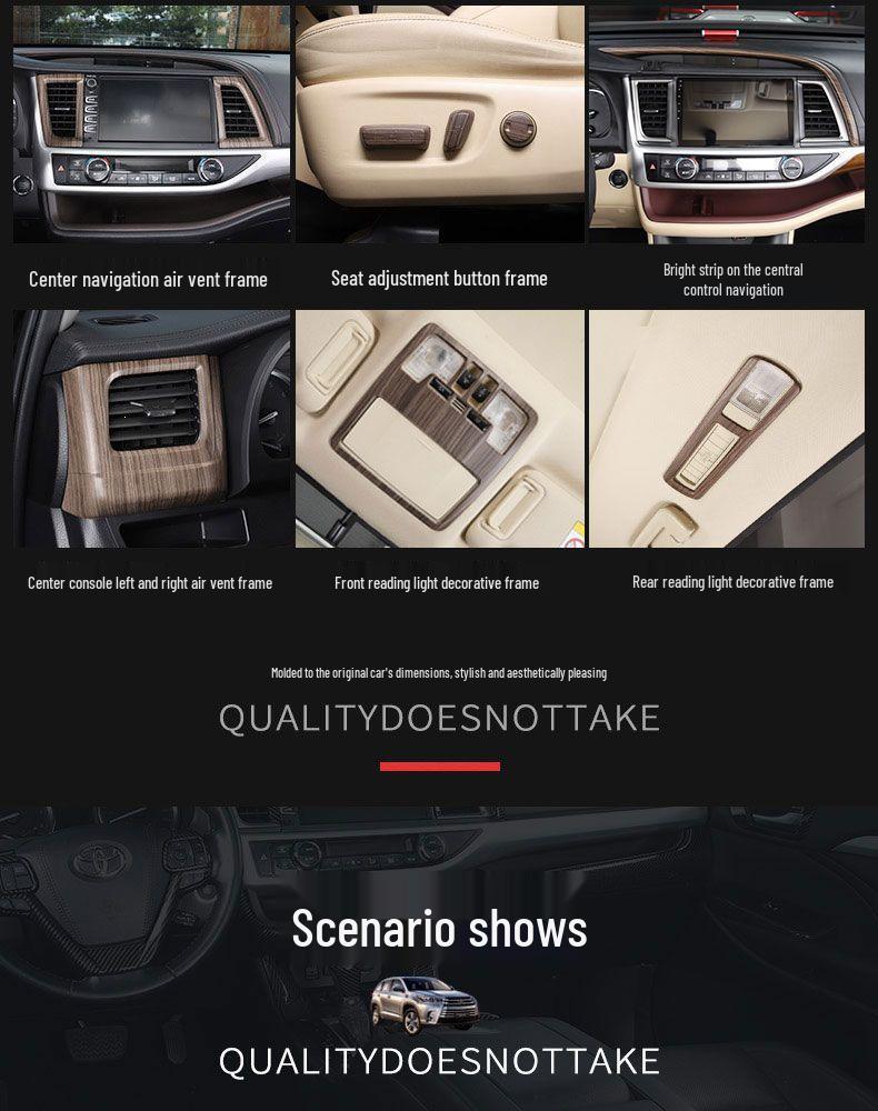 Compatible with 15-20 Highlander Center Console Gear Shift Panel & Cup Holder, Wood Grain Finish.