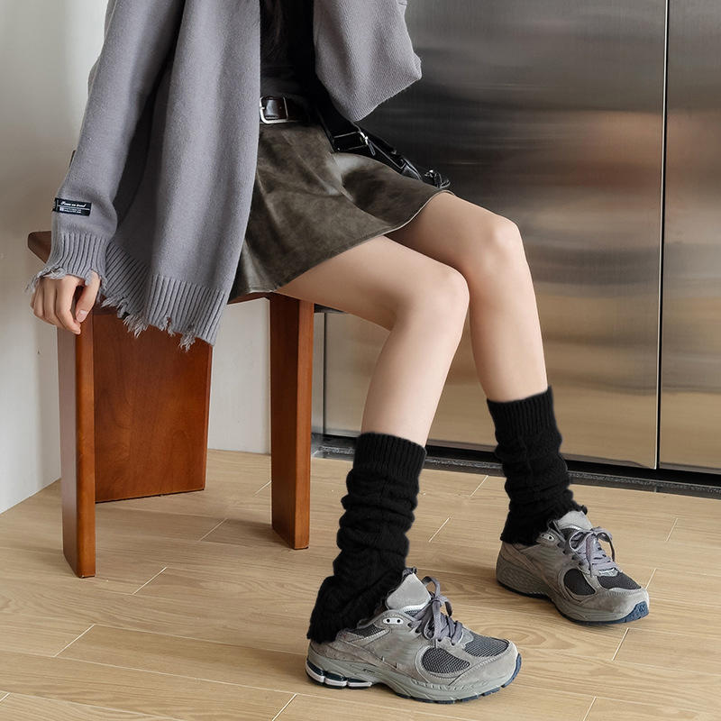 Damen Beinstulpen Lolita Lange Socken Gestrickte Fußabdeckung Armstulpe Herbst Winter Häkeln Haufen Socke Stiefelbündchen