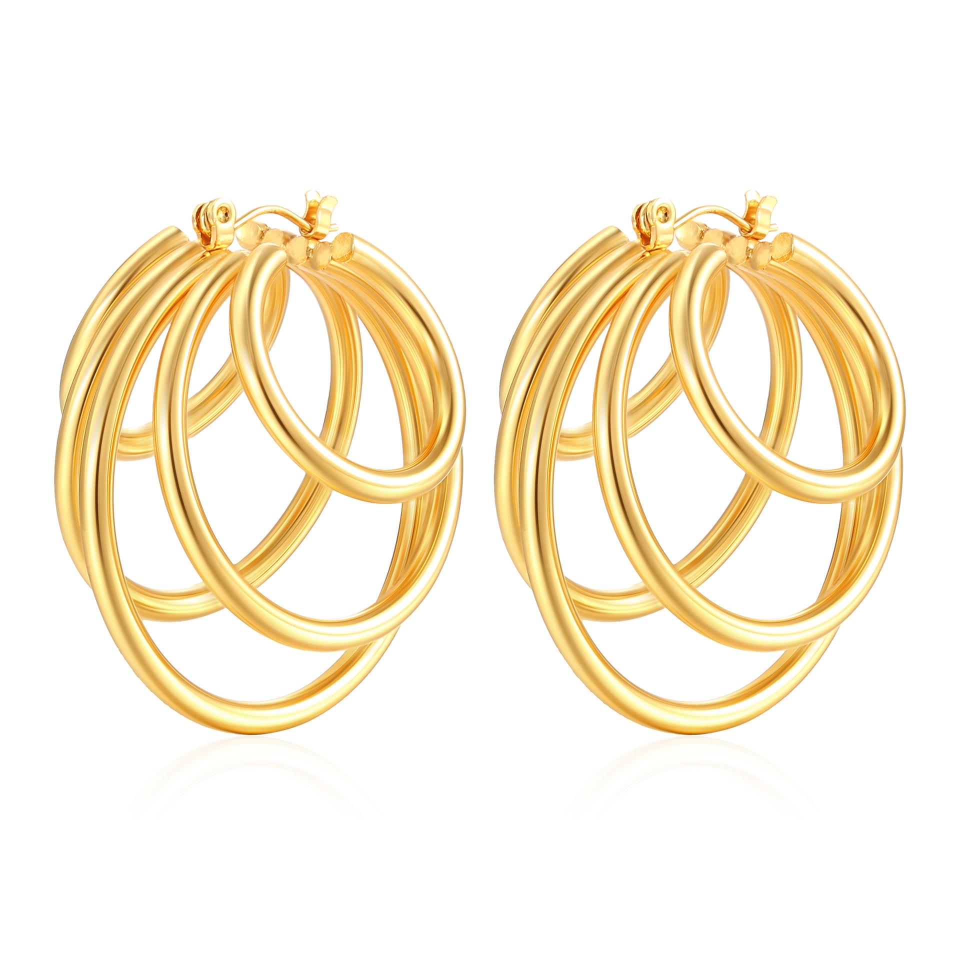 

The Same Stud Earrings Are Irregularly Overlapping, Multi-layer Earrings, High-grade Temperament Versatile Earrings, Stainless Steel Jewelry. 18K золотой