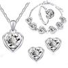 Blue Cyrstal Ring Necklace Earrings Set Wedding Jewelry Sets For Brides Pendant Earrings For Girls Women African Jewelry Sets