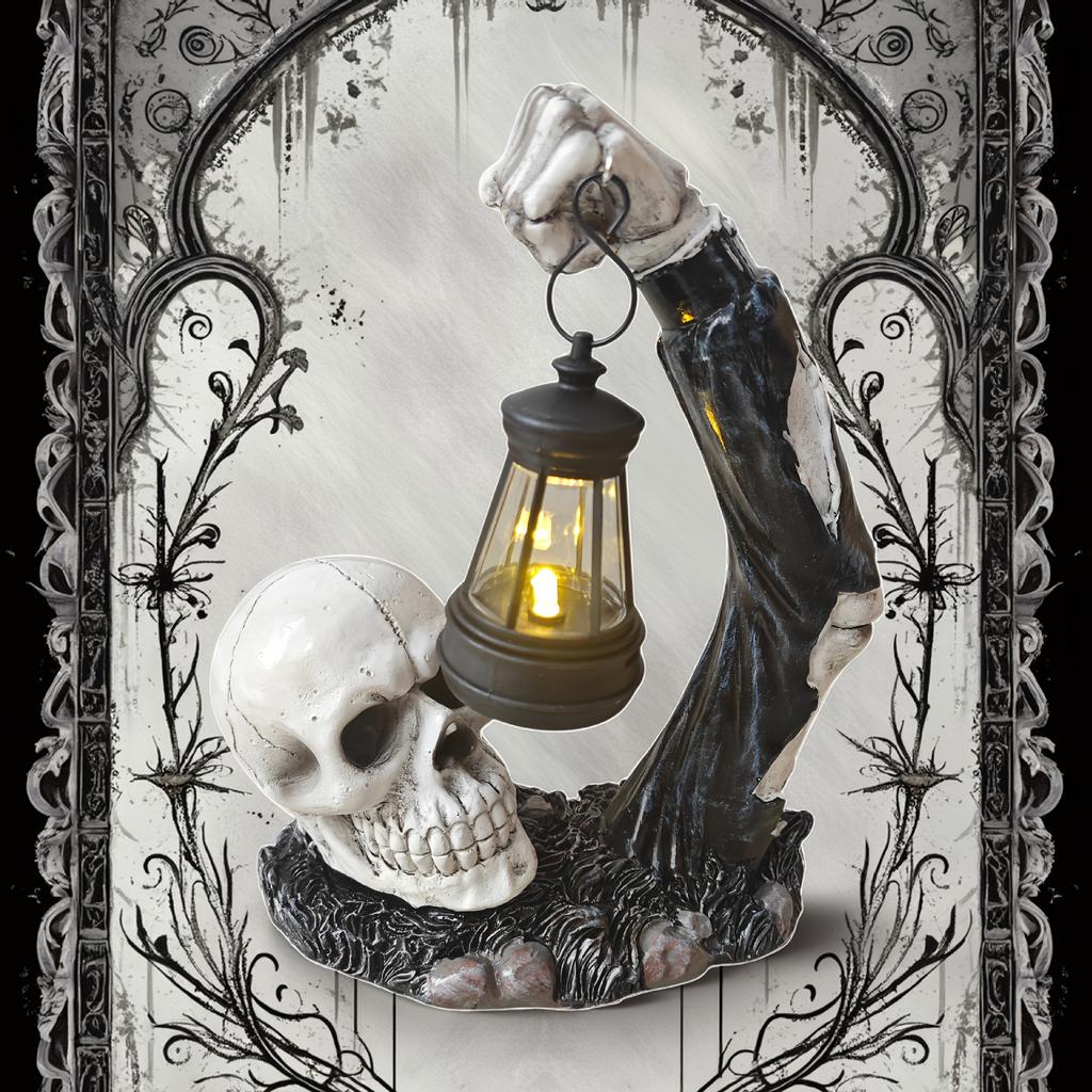 JYL TS/177,Halloween Garden Skeleton Zombie Lantern Stake Witch Bat Pumpkin Spider Ghost Figurine