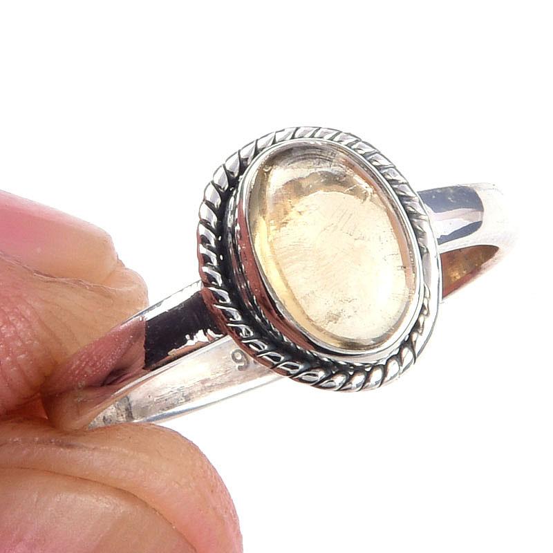 

Natural Citrine Gemstone Handmade 925 Solid Sterling Silver Ring Size 6 Z3W44
