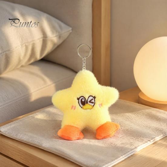 Playful Winking Duck Gift Star Plush Keychain, Soft Stuffed Animal Pendant with Embroidered Face, Fashionable Decoration Cute Cartoon Bag Charm