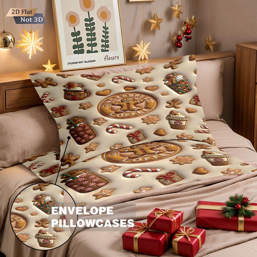 Gingerbread Man Quilt Cover Pillowcase Digital Printing Quilt Cover Three-Piece Distribution Source Factory