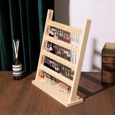 Holz Ohrringhalter Organizer 4-stöckig Schmuck Aufbewahrungsständer Moderner Halskettenhalter Für den Heimgebrauch