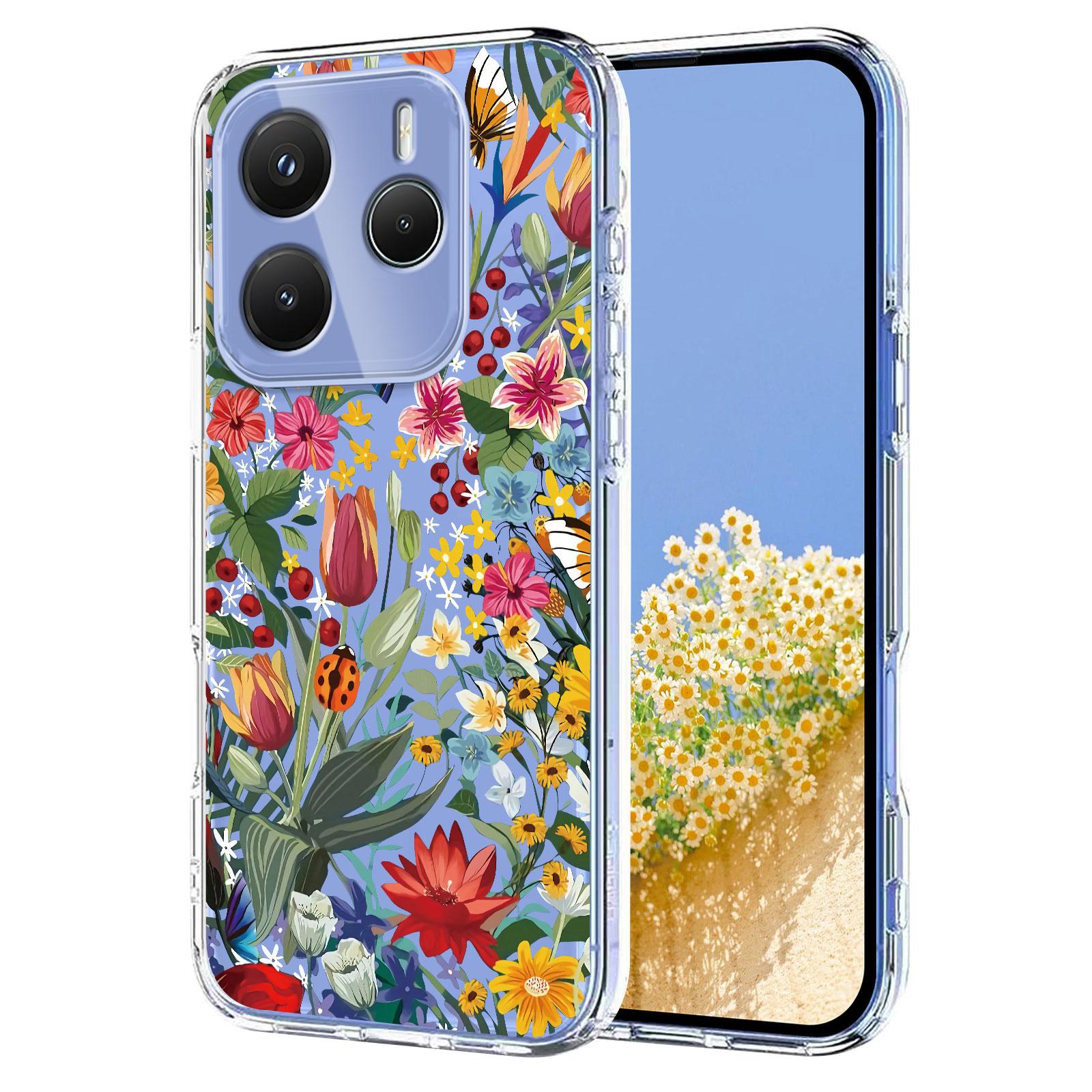 

For Xiaomi Redmi Note 14 5G Case Butterfly Floral Pattern Printing TPU Phone Back Cover Lilies