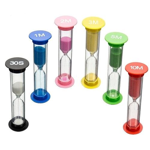 

Samcos Sand Timer, Plastic Hourglass Timer, 30 Seconds, 1 Minute, 2 Minutes, 3 Minutes, 5 Minutes, 10 Minutes, 6 Colors, Colorful Hourglass Timer