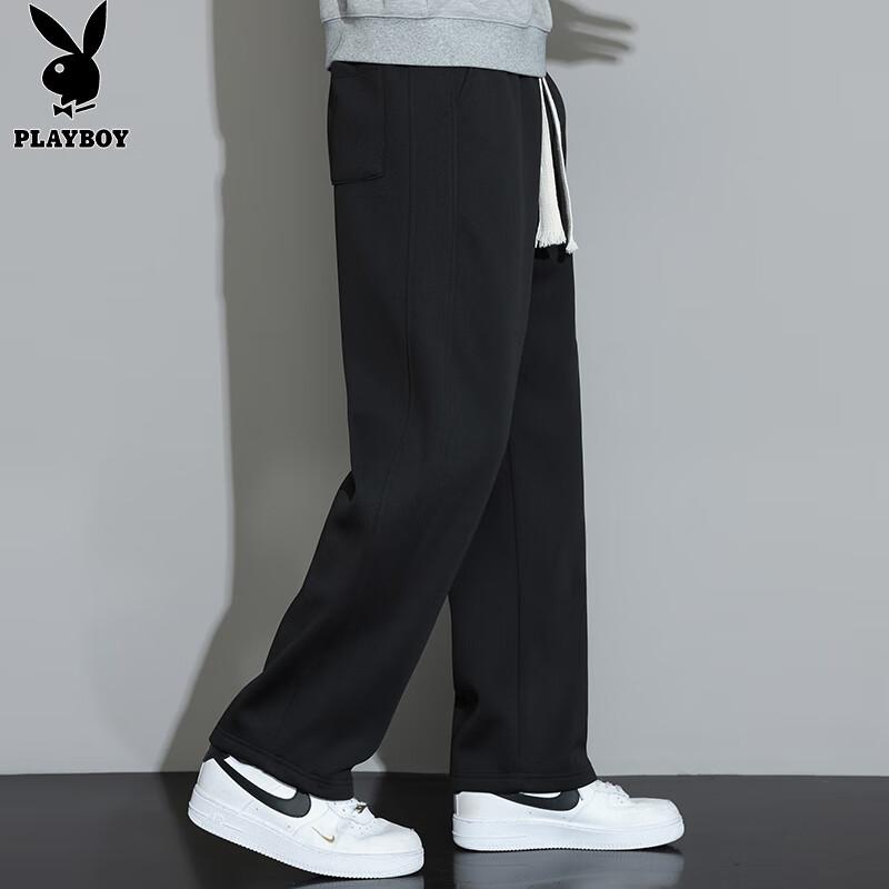 PLAYBOY Men's Straight-leg Casual Pants Men's Autumn and Winter High-end Long Pants Loose Wide-leg Trendy Sports Trousers