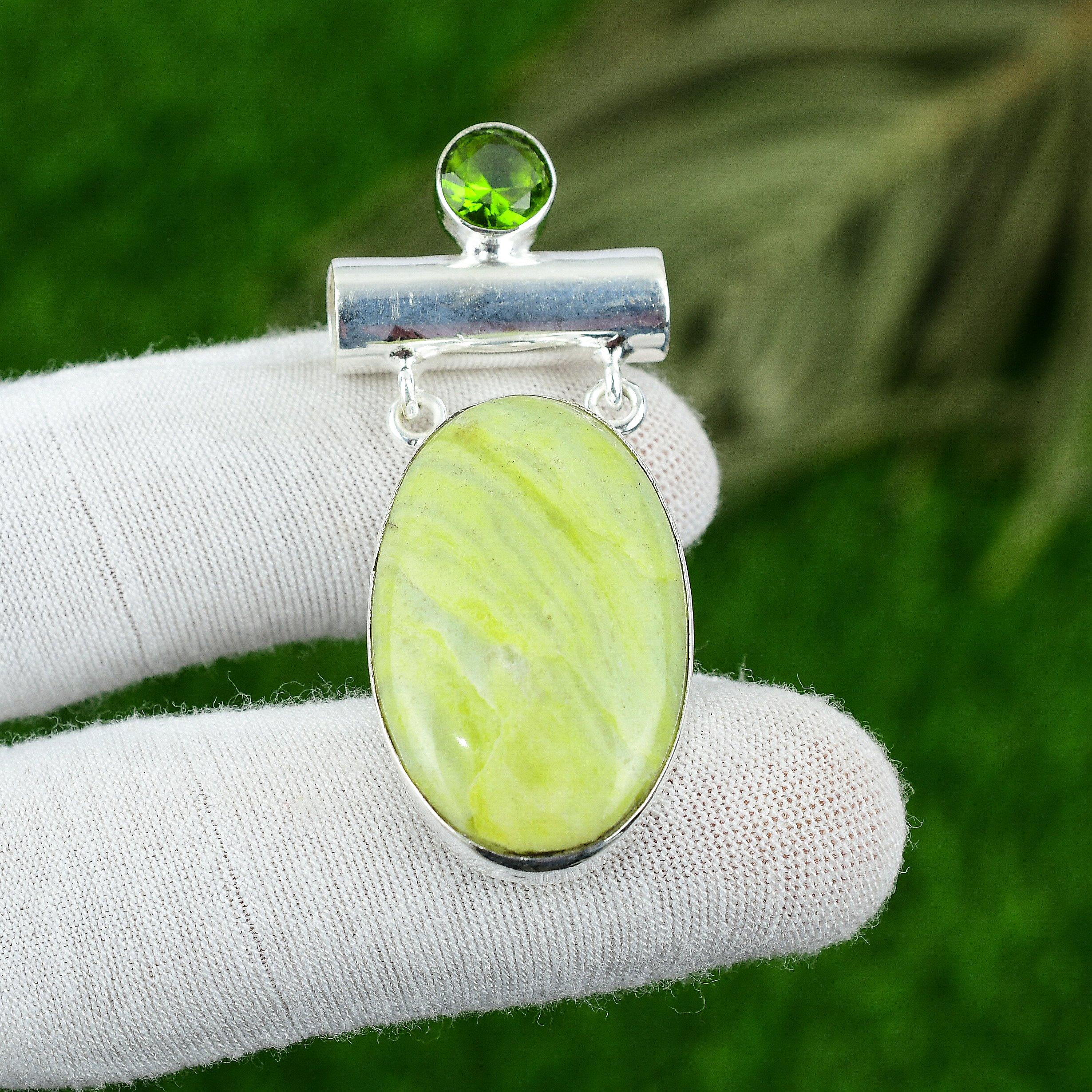 Anniversary Gift For Her Natural Imperial Jasper Gemstone Pendant 925 Silver