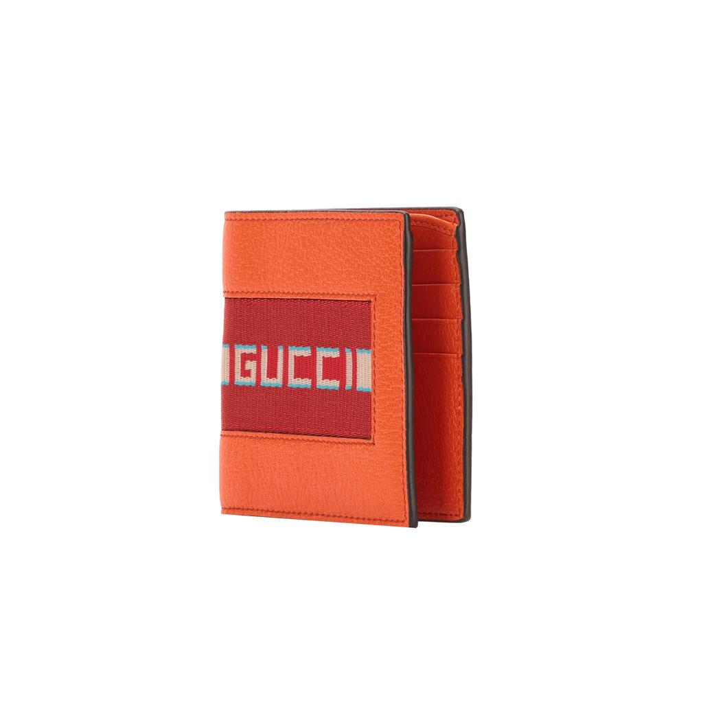 Gucci Vintage Stripe Short Fold Leather Wallet Men Wallets Orange 408827-CWGRN-7572