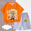 Children's LBB Fashion Casual Short-sleeved Shirt and Shorts Two-piece Set, Summer Loose Sportswear for Boys and Girls