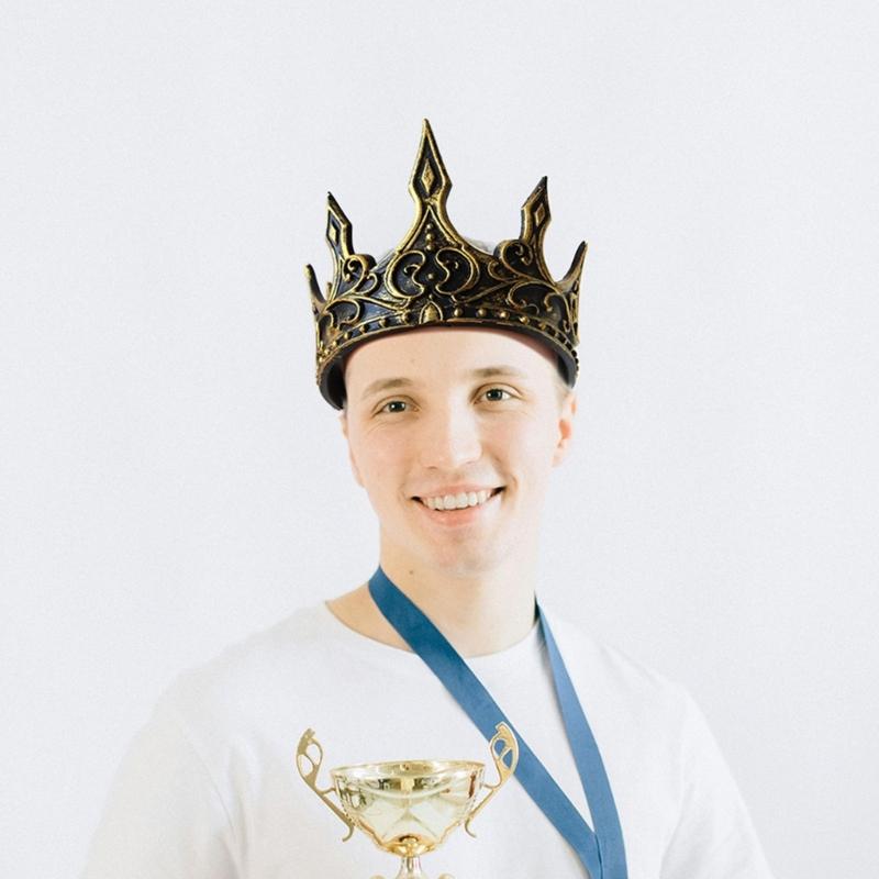 Medieval Vintage King Crowns With Crescents Designs Cosplay Accessory Headwear Crownpiece For Men and Kids School Event