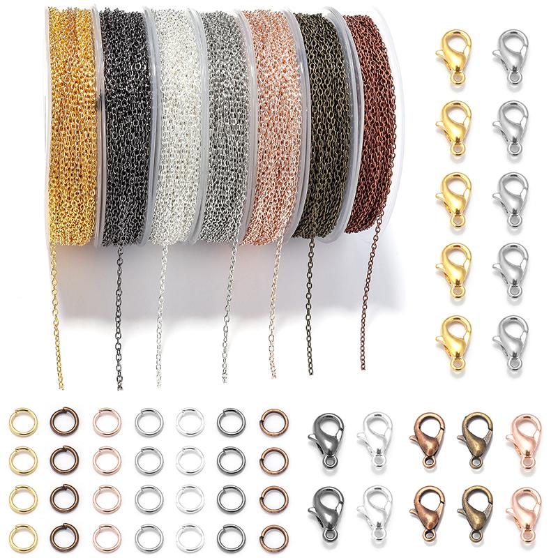 3 M/Roll Metal Iron Link Chain With Jump Rings Single Circle Lobster Clasps For Jewelry Making DIY Bracelet Necklace Accessories