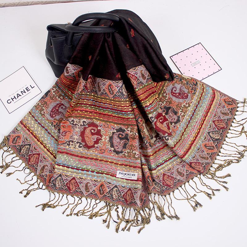 Scarf Spring and Autumn Jacquard Long Scarf Women's Summer Air Conditioning Fringed Shawl Cashew Nut Scarf Scarf