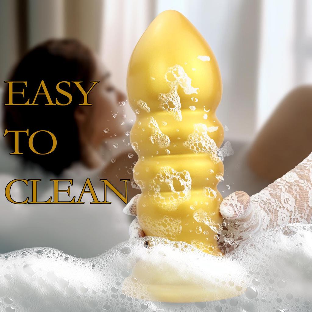 Golden Mushroom Irregular Dildo Beads for Men & Women - Threaded Anal Dilator Adult Toy