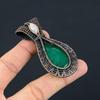 Emerald & Moonstone Pendant, 999 Copper Wire Wrapped Pendant Gemstone Jewelry, Handmade Pendant Amazing Jewelry, Gift For Her
