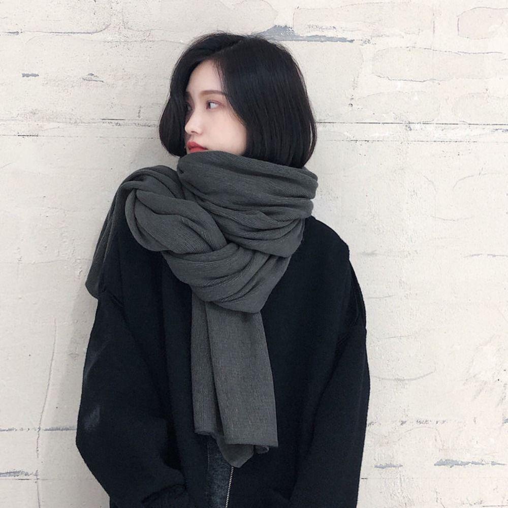 Solid Color Winter Knitted  Scarf Thick Warm Women Wrap Shawls Casual Long Scarves