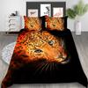 Leopard Duvet Cover Set King/Queen Size Brown with Black Spots Cheetah Bedding Set for Adults Men 2/3pcs Polyester Quilt Cover