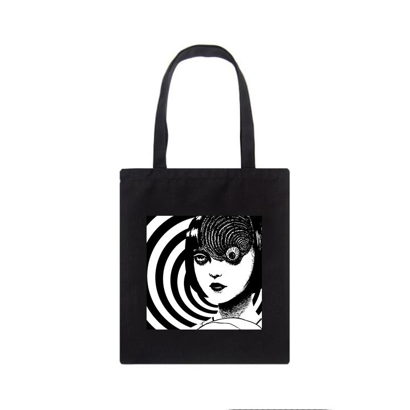 Холщовая сумка Tomie, женская сумка в японском стиле аниме, сумка через плечо, повседневная сумка ужасов, темная, большая вместительность, женские сумки-шоппер в стиле Харадзюку с героями мультфильмов 24*26cm