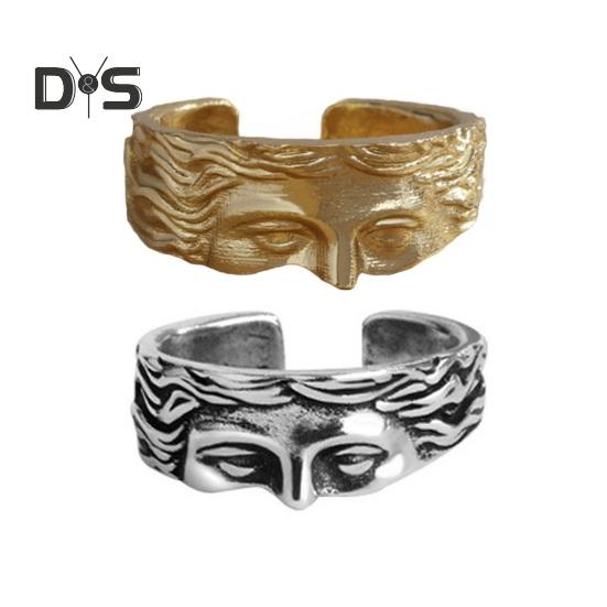 Inel unisex din aliaj lustruit cu jumătate de față, zeiță Venus, inel de deschidere reglabil pentru întâlnire de petrecere, bijuterii pentru degete de viață ocazională