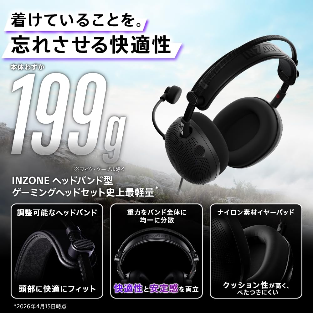 Sony INZONE H6 Air Gaming Gaming Based On Footstep Wide Sound 40mm Lightweight Comfortable for Long Play Compatible Open-Back Headset MDR-G600