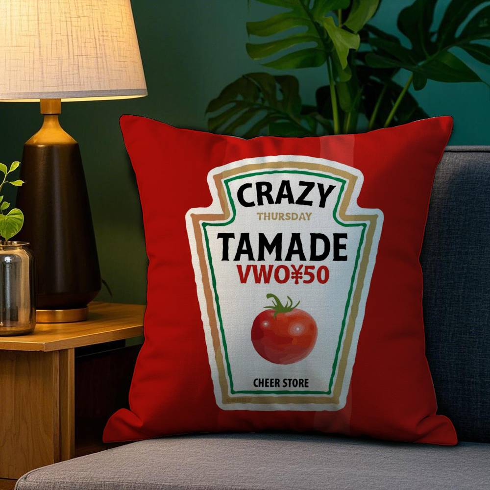 Funny Ketchup Label Pillow Case Plush Fabric Soft Double Sided Print Sofa Cushion Cover Throw Pillow Covers