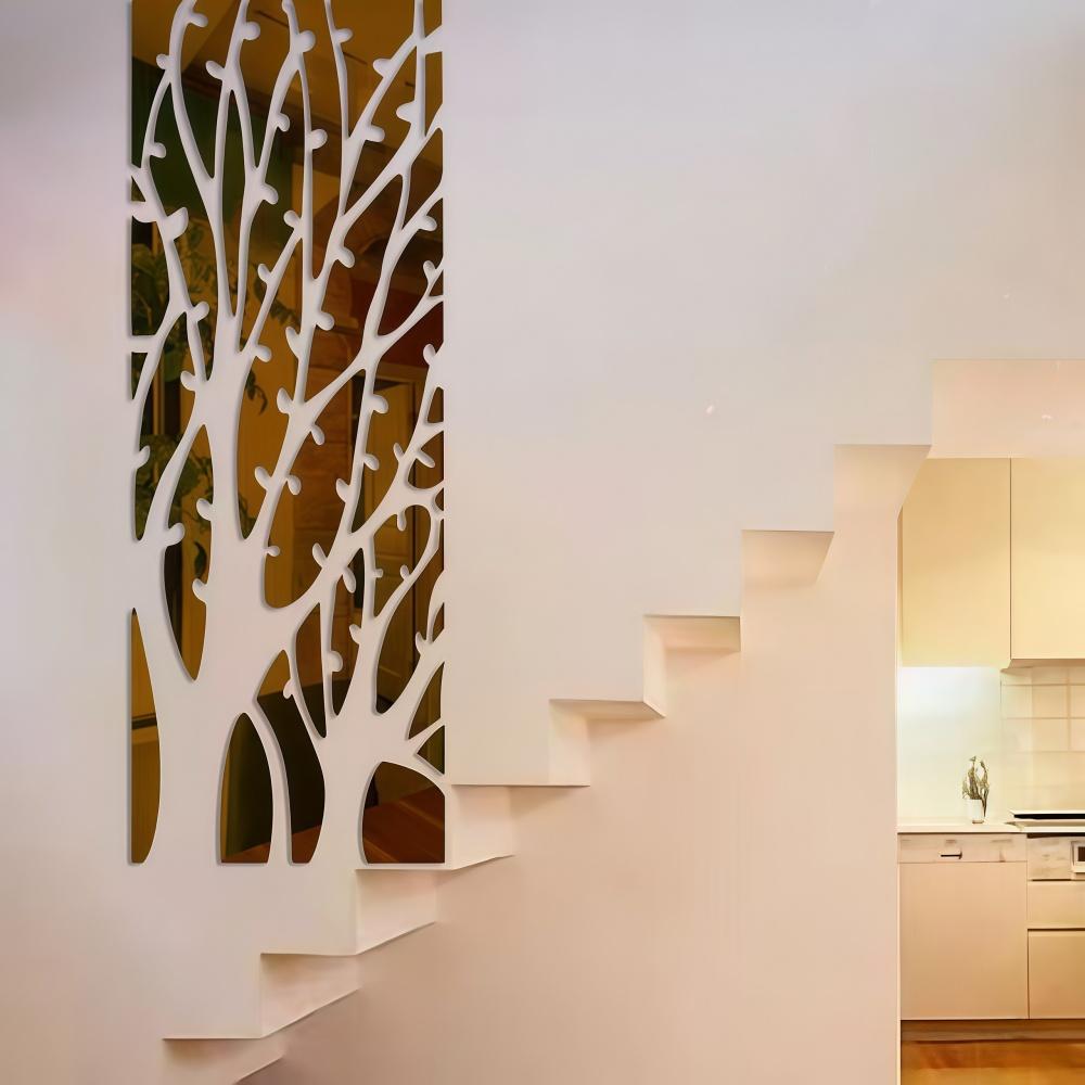 DIY Wall Sticker Mirror Tree Decals Self-adhesive Acrylic Art Wall Tile Sticker Decor 3D Wall Stickers TV Background Decoration