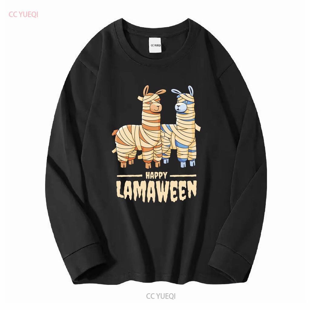 Happy Lamaween Funny Blade Halloween Mens Cotton T Shirt long or short sleeves vintage Washed fashion Stretched Slightly