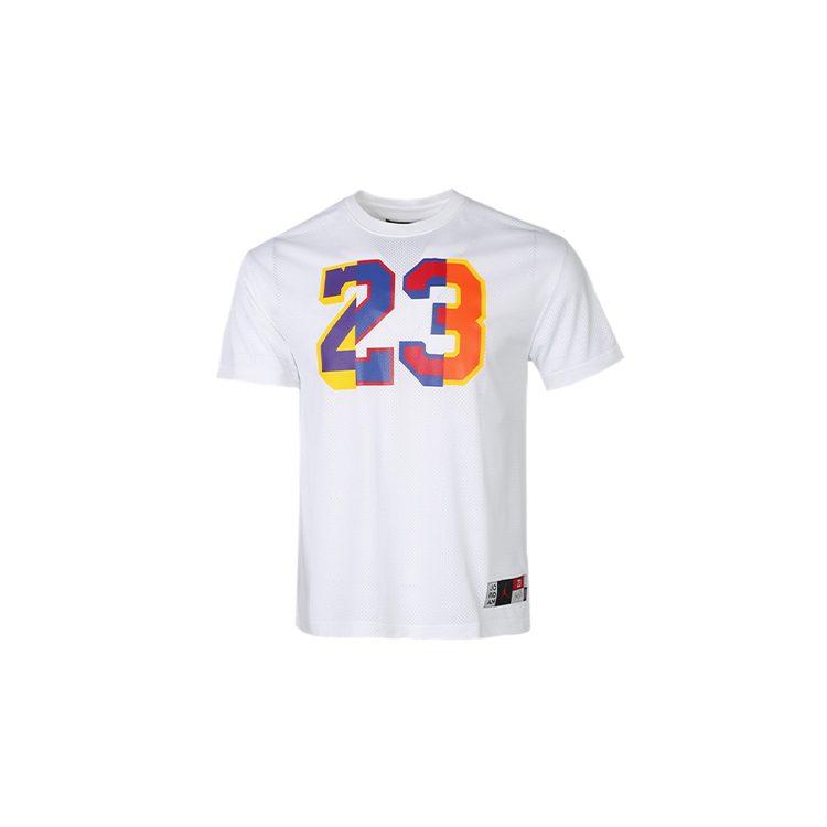 Jordan T Shirts Men's White Crew Neck Moderate Straight Fit AV0117-100