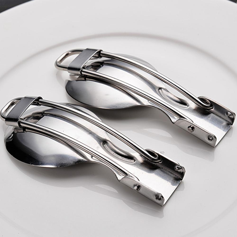 Stainless Steel Folding Spoon Folding Tableware Small Knife Salad Spoon with Fork Folding Spoon Outdoor Portable Set