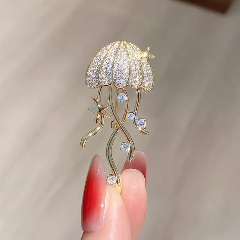 Personalized Fashionable Jellyfish Brooch, High-end Diamond-studded Corsage, Unique Design Pin