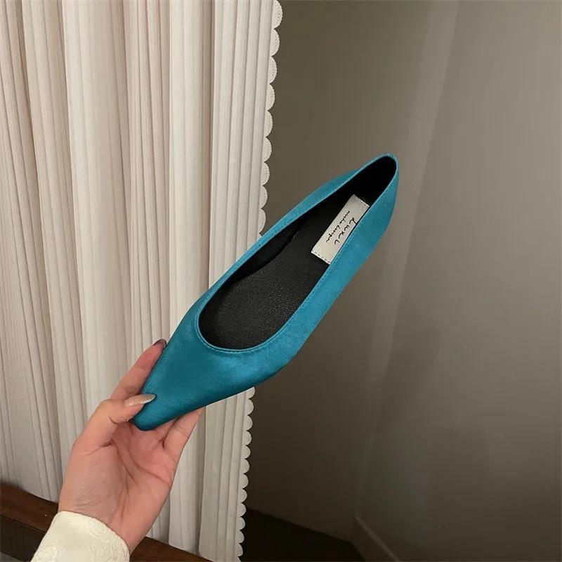 2024 Fashion Breathable Satin Flat Shoes Women's Mesh Casual Shoes Soft Rubber Sole Pointed Toe Slip-On Loafers