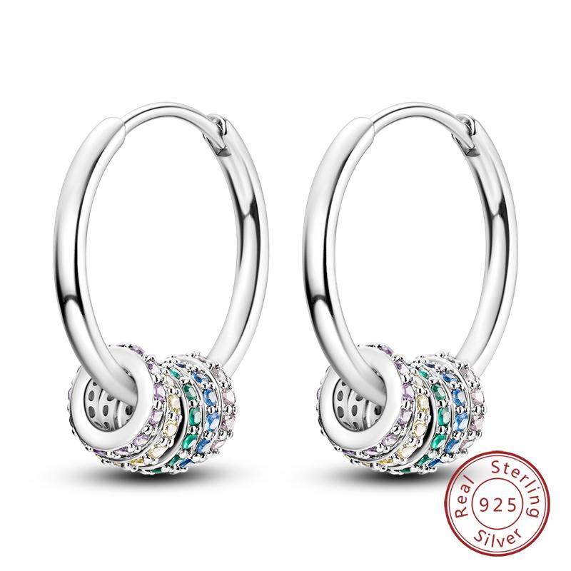 Hoop Earrings 925 Silver Starlight Crystal Circular Snake Bone Hoop Earrings For Women Fashion Birthday Jewelry Gift