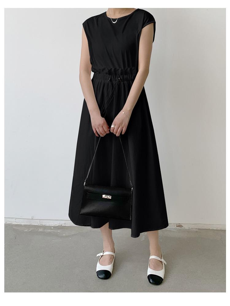 Women Summer High Waist Loose Patchwork Bud Dress Japanese Style Flowy Comfortable Dress Lightweight High Recognition Elegant Flattering Chic Dress