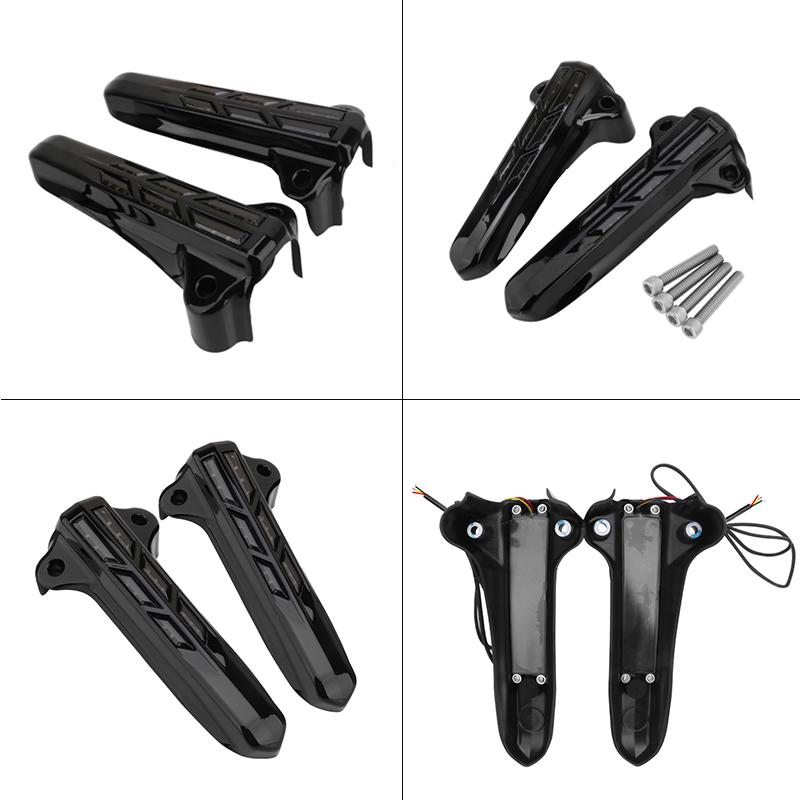 Front Lower Fork Leg Slider Cover Motorcycle LED Light Blinker For Harley FLHR FLHTK FLHX 2014-2026 Touring Electra Road King