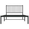 vidaXL Bed Frame with Headboard Metal Black 100x190 Cm