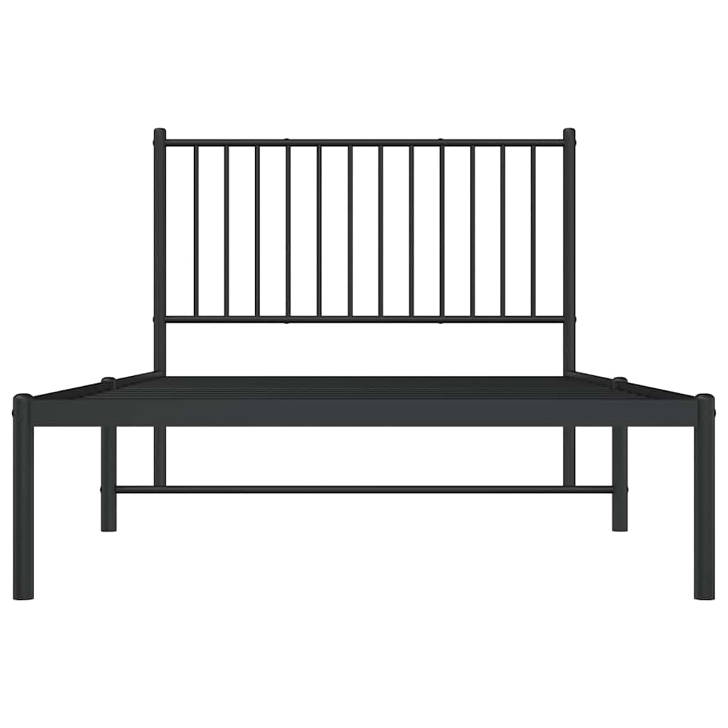 vidaXL Bed Frame with Headboard Metal Black 100x190 Cm