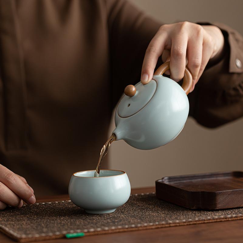 Ru Brennofen Tianqing Xishi Kanne Kung Fu Teeset Keramik kleine Teekanne zum Tee zubereiten und Tee trinken Haushaltsteekessel Einzelkanne Teebereiter