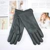 Ladies Sheepskin Gloves Classic Solid Color Versatile Leather Spring Knit Lining Cycling Driving Gloves Autumn