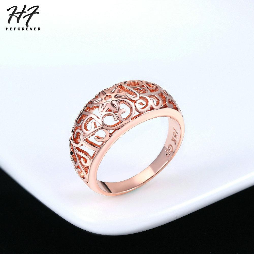 

Top Quality Flower Hollowing Out Rose Color Copper Color Ring Fashion Zircon Full Sizes HotSale R281 Xmas Gift 9