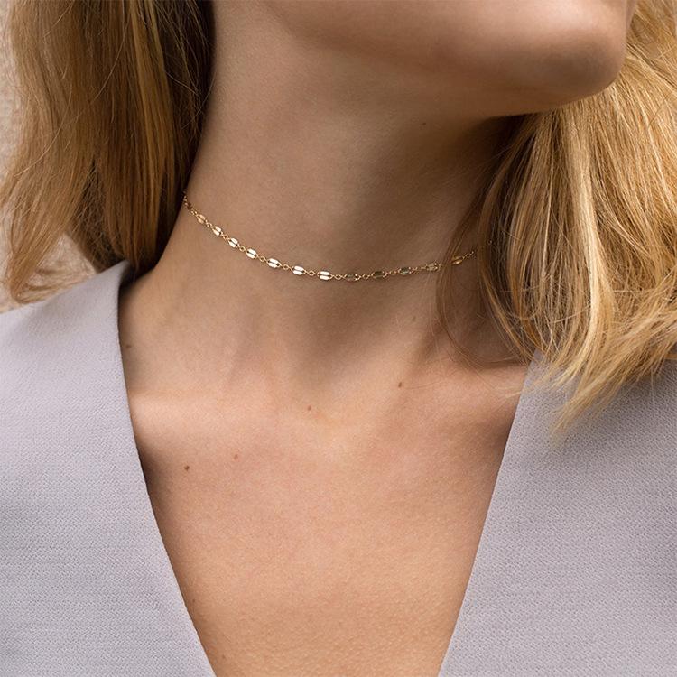 

Minimalist 18K Gold-Plated Stainless Steel Adjustable Clavicle Necklace 18K Vacuum Electroplated