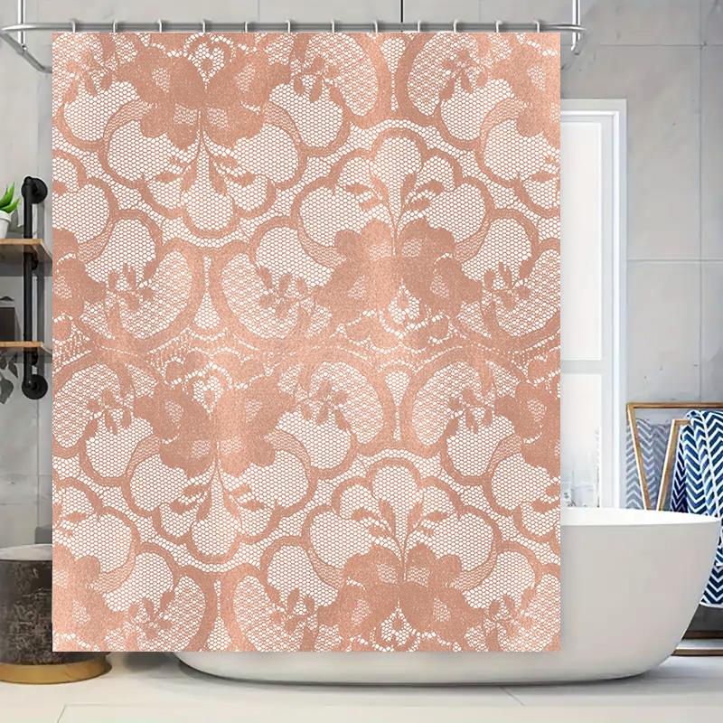

Roses Lace Shower Curtain Rose Pink Floral Bathroom Decor Waterproof Fabric Showercurtain W60H190(CM)-1 Pcs