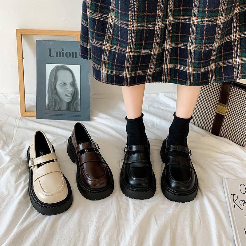 Thick -Soled Sponge Cake Japanese Jk Small Leather Shoes Women 'S Summer Thin Section With Skirt Retro French Mary Jane Shoes British Style