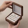 Exquisite Black Walnut Velvet Jewelry Box: Solid Wood Storage for Rings and Earrings