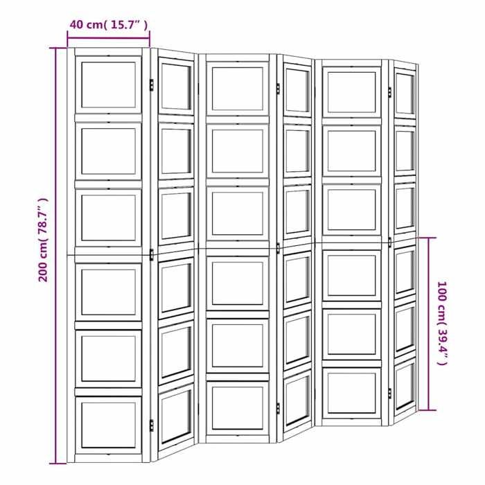 VidaXL Room Divider 6 Panels, Bedroom Screen, Room Separator Panel, Privacy Screen Living Room Office, 358699