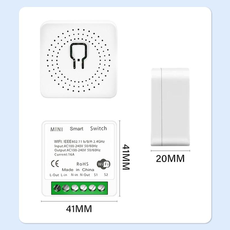 16A Mini Home Automation Modules Wifi Smart Switch Smart Home DIY Light Switches Module 2-way Control Work with Tuya Smart Life Alexa Google Home