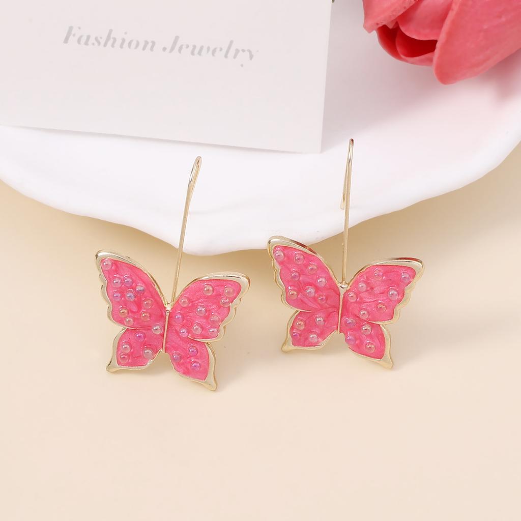 Japan and South Korea's New Niche Design, Sweet, Small, Fresh, Dripping Oil, Colorful Butterfly Ear Hooks, Essential Earrings for Spring Hipsters