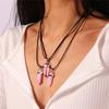Collar de Piedra Natural Cuarzo Ópalo Amatista Cristal Rosa Colgantes Collar para Mujeres Niñas Cadena de Cuero Joyería Regalos